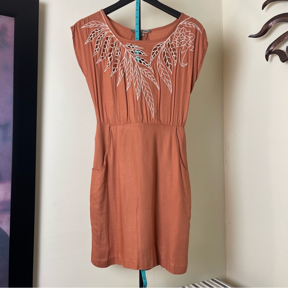 Forever 21 Terracotta Mini Dress with White Embroidery